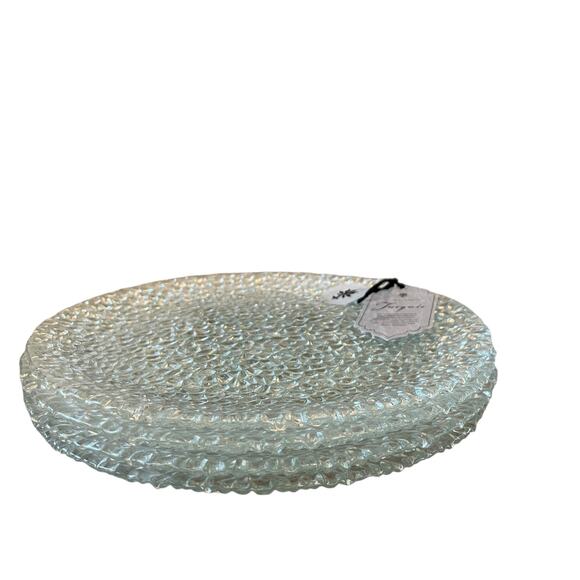 Akcam Turkish Glass 8in Appetizer | Dessert Plate Set of 4 Clear Frosted NEW - Picture 10 of 15